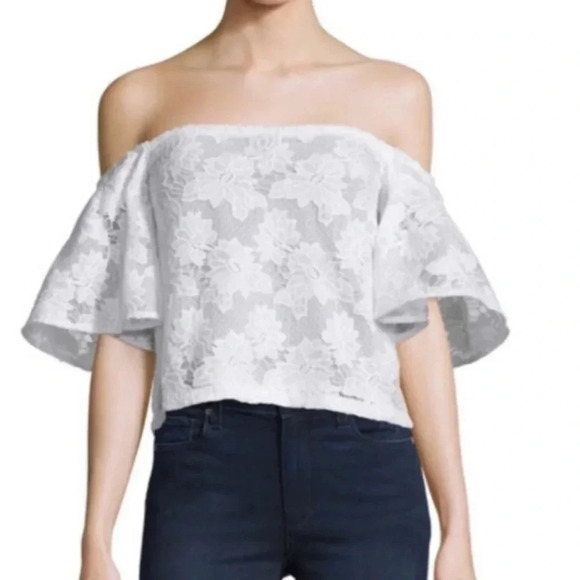 Nicholas Off The Shoulder Floral Lace Top - Picture 1 of 7